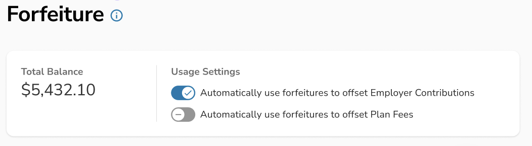 Total balance of forfeiture funds