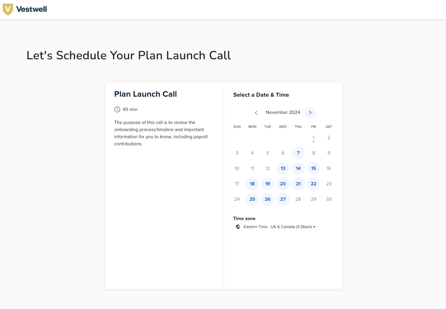 Plan Launch Call – Vestwell Help Center
